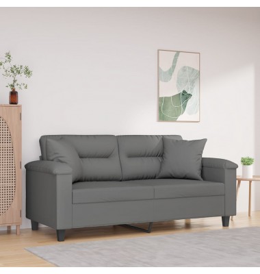  Dvivietė sofa su pagalvėmis, pilka, 140cm, mikropluošto audinys - Sofos, sofos-lovos - 1