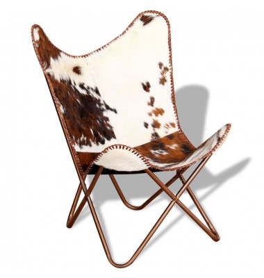  Išskleidžiama kėdė, rudos ir baltos spalvos, tikra karvės oda - Foteliai, krėslai - 2