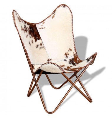  Išskleidžiama kėdė, rudos ir baltos spalvos, tikra karvės oda - Foteliai, krėslai - 3