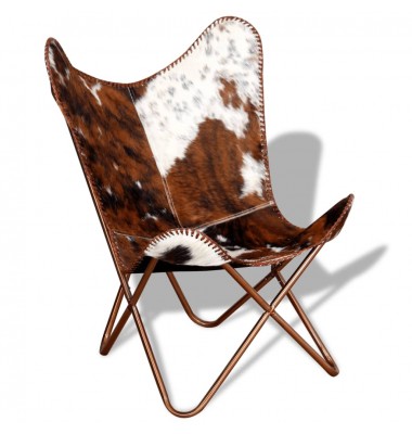  Išskleidžiama kėdė, rudos ir baltos spalvos, tikra karvės oda - Foteliai, krėslai - 4
