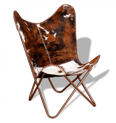  Išskleidžiama kėdė, rudos ir baltos spalvos, tikra karvės oda - Foteliai, krėslai - 5