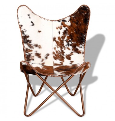  Išskleidžiama kėdė, rudos ir baltos spalvos, tikra karvės oda - Foteliai, krėslai - 6