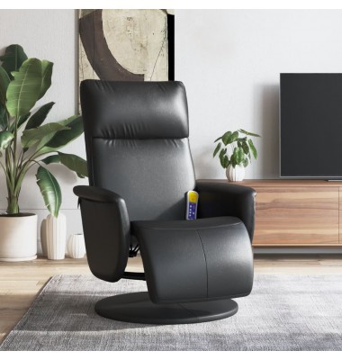  Atlošiama masažinė kėdė su pakoja, juodos spalvos, dirbtinė oda - Foteliai, krėslai - 1