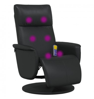  Atlošiama masažinė kėdė su pakoja, juodos spalvos, dirbtinė oda - Foteliai, krėslai - 7