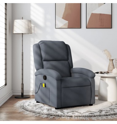  Atlošiamas masažinis krėslas, tamsiai pilkos spalvos, aksomas - Foteliai, krėslai - 1