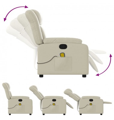 Atlošiamas masažinis krėslas, kreminės spalvos, dirbtinė oda - Foteliai, krėslai - 5