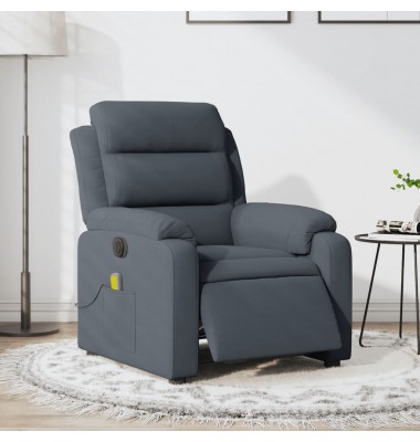  Elektrinis masažinis krėslas, tamsiai pilkas, aksomas - Foteliai, krėslai - 1