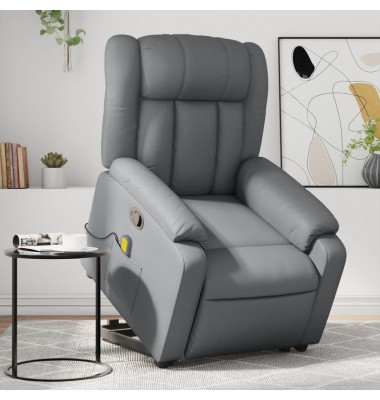  Atsistojantis masažinis krėslas, pilkas, dirbtinė oda - Foteliai, krėslai - 1