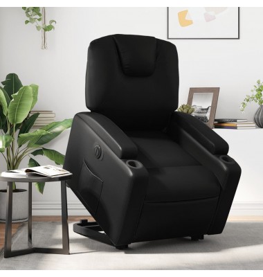  Atsistojantis elektrinis krėslas, juodas, dirbtinė oda - Foteliai, krėslai - 1