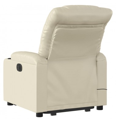  Atsistojantis masažinis krėslas, kreminis, dirbtinė oda - Foteliai, krėslai - 4