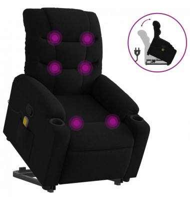  Atsistojantis atlošiamas masažinis krėslas, juodas, audinys - Foteliai, krėslai - 2