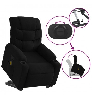  Atsistojantis atlošiamas masažinis krėslas, juodas, audinys - Foteliai, krėslai - 5