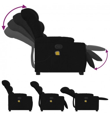  Atsistojantis atlošiamas masažinis krėslas, juodas, audinys - Foteliai, krėslai - 6