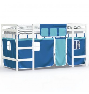 Aukšta vaikiška lova su užuolaidomis, mėlyna, 80x200cm, pušis - Lovos - 2