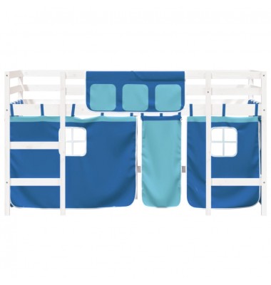 Aukšta vaikiška lova su užuolaidomis, mėlyna, 80x200cm, pušis - Lovos - 5