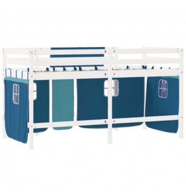 Aukšta vaikiška lova su užuolaidomis, mėlyna, 80x200cm, pušis - Lovos - 7