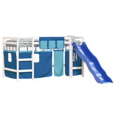 Aukšta vaikiška lova su užuolaidomis, mėlyna, 80x200cm, pušis - Lovos - 3