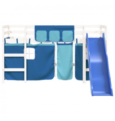 Aukšta vaikiška lova su užuolaidomis, mėlyna, 80x200cm, pušis - Lovos - 5