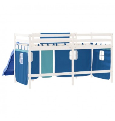 Aukšta vaikiška lova su užuolaidomis, mėlyna, 80x200cm, pušis - Lovos - 7
