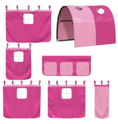 Aukšta vaikiška lova su tuneliu, rožinė, 90x200cm, pušis - Lovos - 9