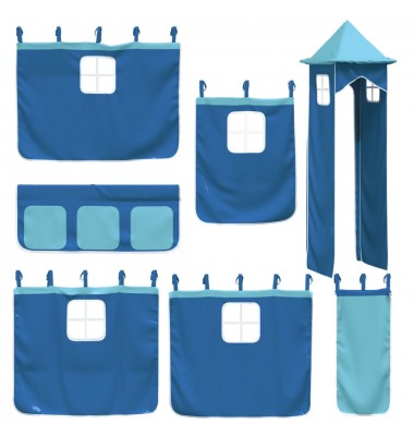 Aukšta vaikiška lova su bokštu, mėlyna, 90x200cm, pušis - Lovos - 9