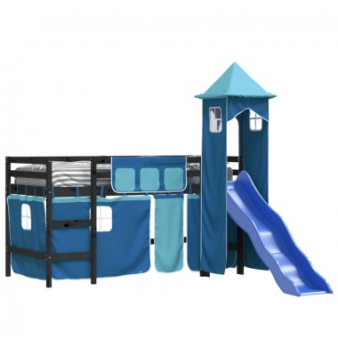 Aukšta vaikiška lova su bokštu, mėlyna, 80x200cm, pušis - Lovos - 3