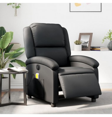  Elektrinis atlošiamas masažinis krėslas, juodas, tikra oda - Foteliai, krėslai - 1