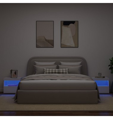  Naktinės spintelės su LED lemputėmis, 2vnt., baltos, 50x40x45cm - Naktinės spintelės - 4