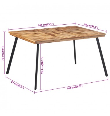  Valgomojo stalas, 148x97x76cm, tikmedžio medienos masyvas - Stalai - 7