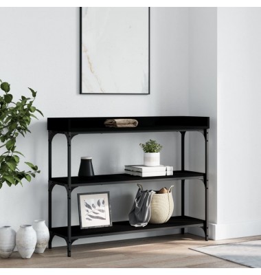  Konsolinis staliukas su lentynomis, juodos spalvos, 100x30x80cm - Žurnaliniai staliukai - 1