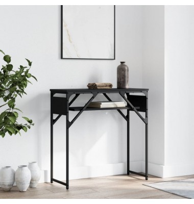 Konsolinis staliukas su lentyna, juodas, 75x30x75cm, mediena - Žurnaliniai staliukai - 1