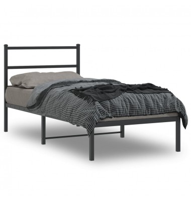  Metalinis lovos rėmas su galvūgaliu, juodos spalvos, 90x190cm - Lovos - 1