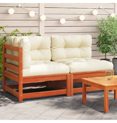  Dvivietė sodo sofa su pagalvėlėmis, vaško ruda, pušies masyvas - Moduliniai lauko baldai - 1