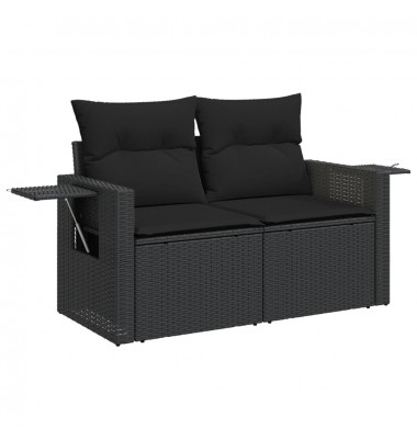  Sofos komplektas su pagalvėlėmis, 8 dalių, juodas, poliratanas - Moduliniai lauko baldai - 5