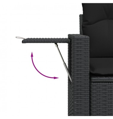  Sofos komplektas su pagalvėlėmis, 8 dalių, juodas, poliratanas - Moduliniai lauko baldai - 6