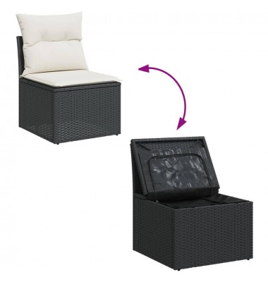  Sofos komplektas su pagalvėlėmis, 6 dalių, juodas, poliratanas - Lauko baldų komplektai - 3