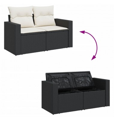  Sofos komplektas su pagalvėlėmis, 6 dalių, juodas, poliratanas - Lauko baldų komplektai - 5