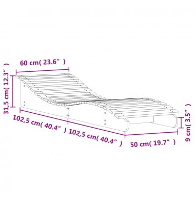  Saulės gultas, baltas, 205x60x31,5cm, pušies medienos masyvas - Gultai, šezlongai - 9