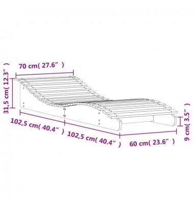  Saulės gultas, baltas, 205x70x31,5cm, pušies medienos masyvas - Gultai, šezlongai - 9