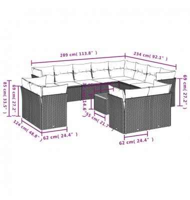  Sofos komplektas su pagalvėlėmis, 13 dalių, smėlio, poliratanas - Lauko baldų komplektai - 10