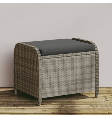  Sodo taburetė su pagalvėle, pilka, 58x46x46cm, poliratanas - Moduliniai lauko baldai - 1