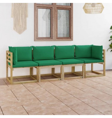 Keturvietė sodo sofa su žaliomis pagalvėlėmis - Lauko baldų komplektai - 1