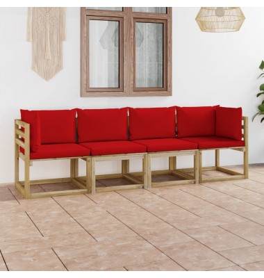 Keturvietė sodo sofa su raudonomis pagalvėlėmis - Lauko baldų komplektai - 1
