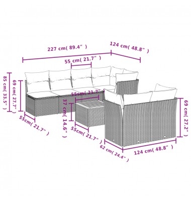  Sofos komplektas su pagalvėlėmis, 6 dalių, smėlio, poliratanas - Lauko baldų komplektai - 10