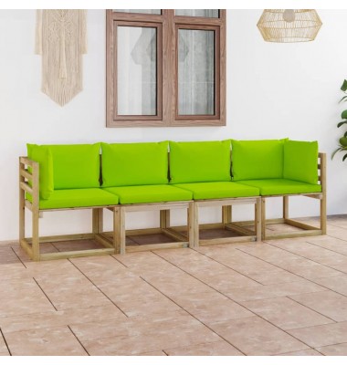 Keturvietė sodo sofa su šviesiai žaliomis pagalvėlėmis - Lauko baldų komplektai - 1