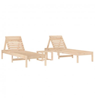  Saulės gultai su staliuku, 2vnt., pušies medienos masyvas - Gultai, šezlongai - 2