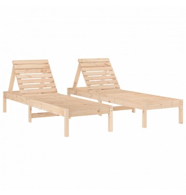  Saulės gultai su staliuku, 2vnt., pušies medienos masyvas - Gultai, šezlongai - 3