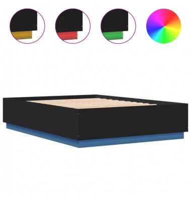  Lovos rėmas su LED, juodas, 160x200cm, apdirbta mediena - Lovos - 2