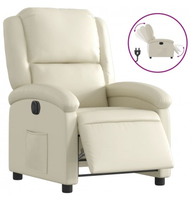  Elektrinis atlošiamas krėslas, kreminės spalvos, dirbtinė oda - Foteliai, krėslai - 2