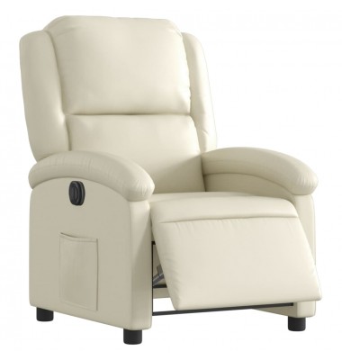 Elektrinis atlošiamas krėslas, kreminės spalvos, dirbtinė oda - Foteliai, krėslai - 3